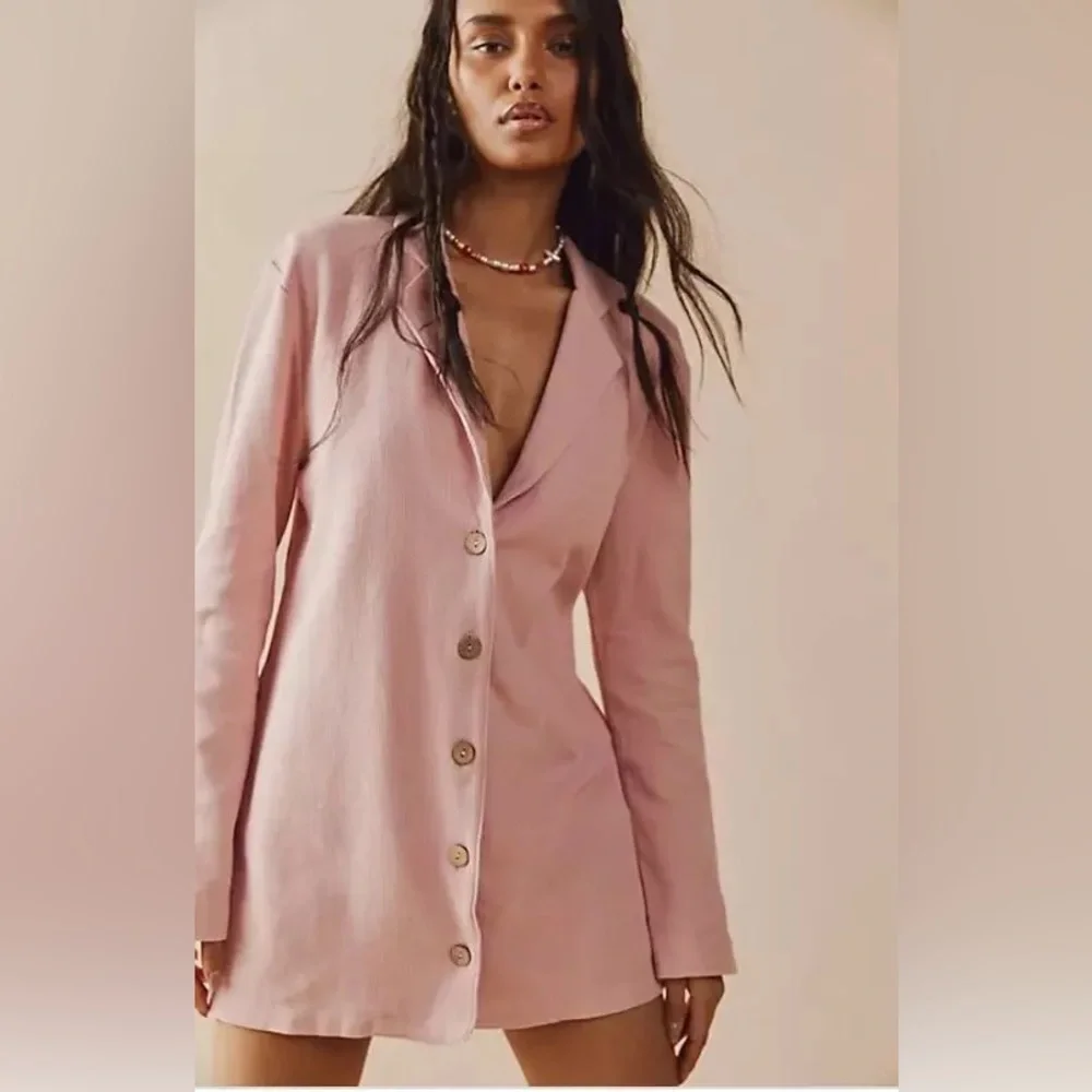 Free‎ People FP Beach Lizzie Blazer Pink Romper One Piece Dress Size S